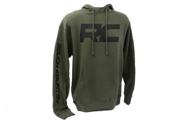 Rough Country - Rough Country - Rough Country Hoodie - RC Topographical Sleeve - Army Green - MD | 94096MD - Image 1