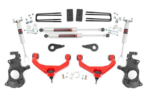 Rough Country - 3.5 Inch Knuckle Lift Kit - M1 - w/ Overloads - Chevy/GMC 2500HD/3500HD (11-19) | 97640RED - Image 1