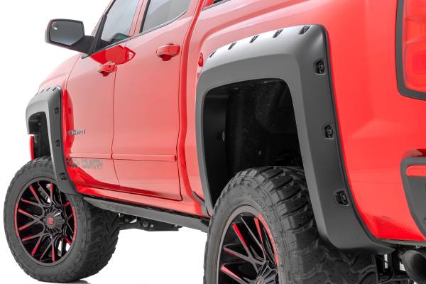 Rough Country - Pocket Fender Flares - 6'7 in. & 8' Bed - GAZ Summit White - Chevy Silverado 1500 (14-18)/2500HD (15-19) | F-C11412B-GAZ - Image 1