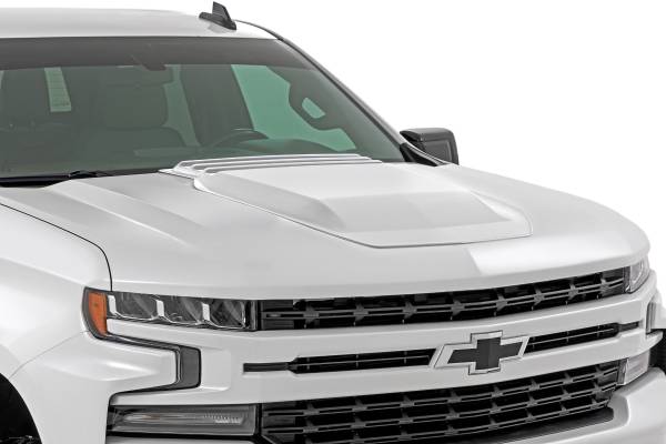 Rough Country - Rough Country - Hood Scoop - GAZ Summit White - Chevy Silverado 1500 2WD/4WD (2019-2025 & Classic) | HS10010-GAZ - Image 1