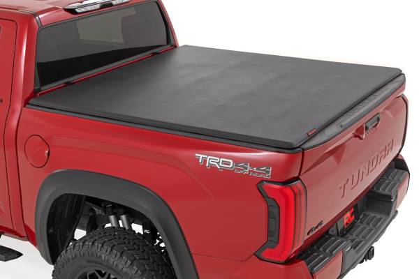 Rough Country - Soft Tri-Fold Bed Cover - 5'7" Bed - with and w/o OE Rail - Toyota Tundra (22-26) - 41419560A - Image 1