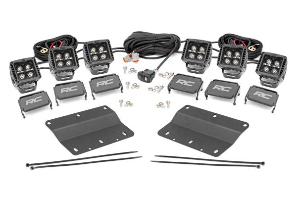 Rough Country - Rough Country - LED Light Kit - Fog Mount - Triple 2 in. Black Pair - White DRL - Ford Bronco (21-25) | 51087 - Image 1