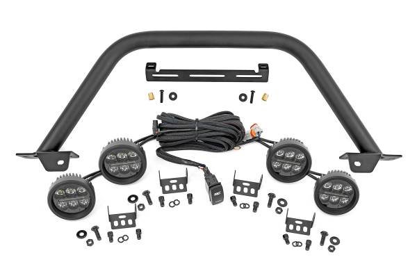 Rough Country - Rough Country - Safari Bar - 3.5 in. Round LED (Quad) - Black - Amber DRL - OE Modular Steel - Ford Bronco (21-25) | 51112 - Image 1