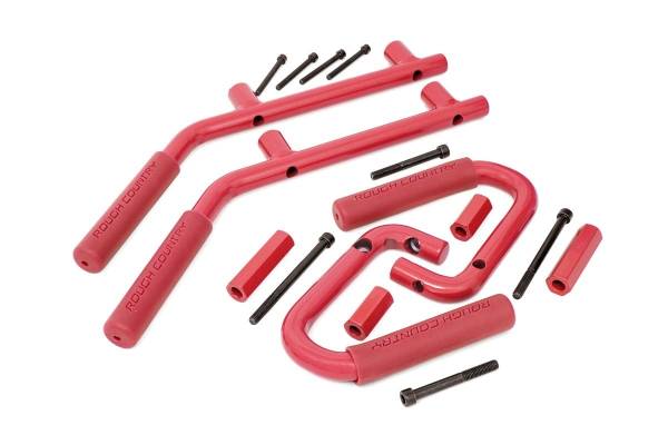 Rough Country - Rough Country - Grab Handles - Steel - FR & RR - Red - Jeep Wrangler JK/Wrangler Unlimited (07-18) | 6503RED - Image 1