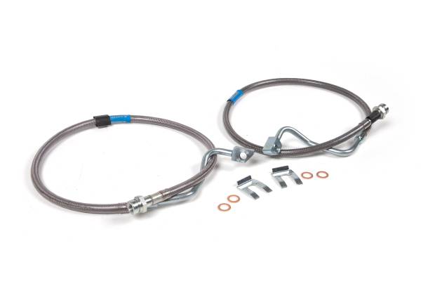 BDS Suspension - BDS Front Brake Line Set | Stainless Steel Braided | Fits 6-8 Inch Lift | 2008-2010 Ford F250/F350 Super Duty 4WD - Image 1