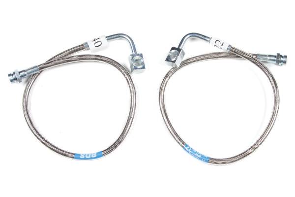 BDS Suspension - BDS Front Brake Line Set | Stainless Steel Braided | Fits 4-6.5 Inch Lift | 2007-2018 Jeep Wrangler JK - Image 1