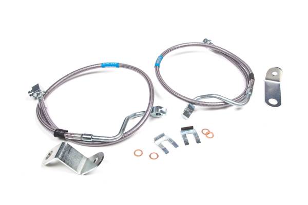 BDS Suspension - BDS Front Brake Line Set | Stainless Steel Braided | 6-8 Inch Lift | 2005-2007 Ford F250/F350 Super Duty 4WD - Image 1