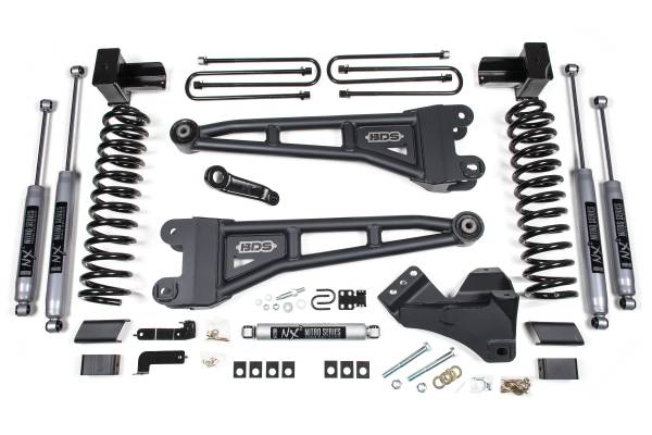 BDS Suspension - BDS 4 Inch Lift Kit w/ Radius Arm | Ford F350 Super Duty DRW (2017-2019) 4WD Diesel | NX2 Nitro Series Shocks - Image 1