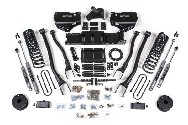 BDS Suspension - BDS 4 Inch Lift Kit w/ 4-Link | Ram 3500 Diesel w/ Rear Air Ride (2019-2024) 4WD | 6-Bolt Indexing Ring | NX2 Nitro Series - Image 1