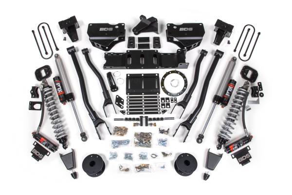 BDS Suspension - BDS 6 Inch 4-Link Lift Kit w/ FOX 2.5 Performance Elite Coil-Over | Ram 3500 4WD Diesel (2019-2024) | 5in Block w/o Overload | Rubber Bump Stop | 6-Bolt - Image 1