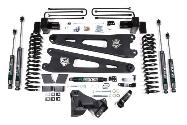 Zone Offroad - 4 Inch Lift Kit | Ford F250/F350 Super Duty (2017-2019) 4WD Gas | Block Kit Without Factory Overload | FOX 2.0 Adventure Series | Zone Offroad - Image 1