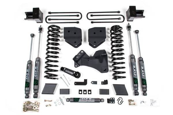 Zone Offroad - 4 Inch Lift Kit | Ford F250/F350 Super Duty (2017-2019) 4WD Diesel | Block Kit With Factory Overload | Nitro Series Shocks | Zone Offroad - Image 1