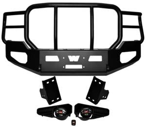 Warn Heavy Duty Bumper Black w/Brush Guard For Use w/All Warn Large Frame Winches Including 16.5ti  -  85885