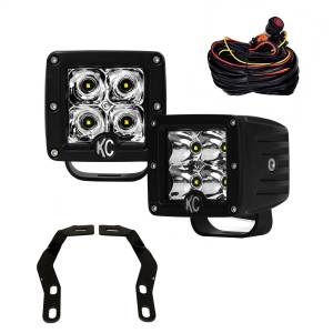 Lights - Off-Road Lights - KC Hilites - KC Hilites 3in. C-Series C3 LED-Pillar/Ditch Mount-2-Light System-12W Spot Beam-for 16-24 Toyota Tacoma  -  97090