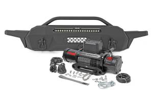 Rough Country High Clearance Bumper Front Hybrid 20 in. Black w/LED w/PRO9500S Winch  -  10722