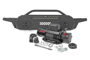 Rough Country High Clearance Bumper Front Hybrid 20 in. Black w/LED w/PRO12000S Winch  -  10723