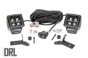 Rough Country LED Lower Windshield Kit 2 in. Black w/Amber DRL  -  70052DRLA