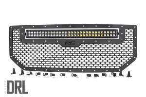 Rough Country Mesh Grille w/LED 30 in. Dual Row Black Series LED w/Cool White DRL  -  70158DRL