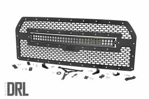 Rough Country Mesh Grille w/LED 30 in. Dual Row Black Series LED w/Cool White DRL  -  70193DRL