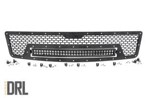 Exterior - Grilles - Rough Country - Rough Country Mesh Grille w/LED 30 in. Dual Row Black Series LED w/Amber DRL  -  70196BDA
