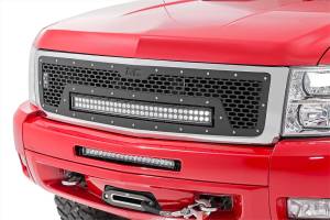 Rough Country - Rough Country Mesh Grille w/LED 30 in. Dual Row Black Series LED w/Amber DRL  -  70196BDA - Image 3
