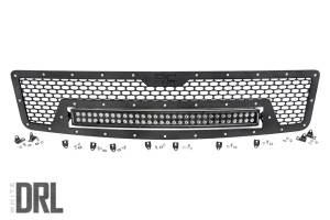 Exterior - Grilles - Rough Country - Rough Country Mesh Grille w/LED 30 in. Dual Row Black Series LED w/Cool White DRL  -  70196DRL