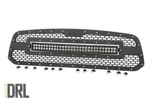 Rough Country Mesh Grille w/LED 30 in. Dual Row Black Series LED w/Amber DRL  -  70199BDA