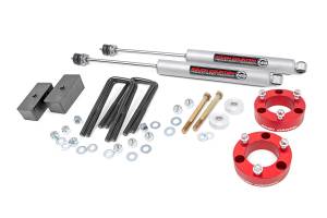 Rough Country - Rough Country Suspension Lift Kit 3 in. Red Incl. Strut Spacers Diff Spacers Lift Blocks U-Bolts Hardware  -  74530RED - Image 1