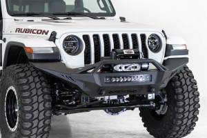 Bumpers & Components - Bumpers - Addictive Desert Designs - Addictive Desert Designs Stealth Fighter Front Bumper Black Powder Coated Full Width w/Center Winch Mount  -  F961692080103