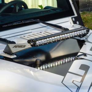 Light Bars & Accessories - Light Bars - ARIES - ARIES Jeep JK Hood Light and Brackets CARBIDE BLACK POWDER COAT - 1501300