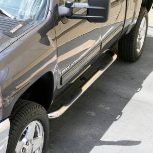 ARIES - ARIES 3" Round Polished Stainless Side Bars, Select Silverado, Sierra 1500, 2500, 3500 Stainless POLISHED STAINLESS - 204009-2 - Image 4