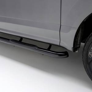 ARIES 3" Round Black Steel Side Bars, Select Ford Expedition Black SEMI-GLOSS BLACK POWDER COAT - 203030