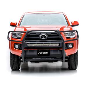 ARIES - ARIES Pro Series Black Steel Grille Guard with Light Bar, Select Toyota Tacoma Black TEXTURED BLACK POWDER COAT - 2170006 - Image 5