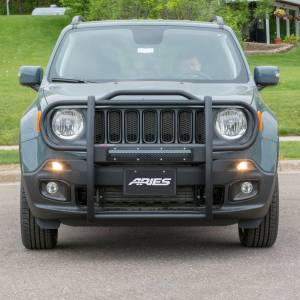 ARIES - ARIES Pro Series Black Steel Grille Guard with Light Bar, Select Jeep Renegade TEXTURED BLACK POWDER COAT - 2170031 - Image 5