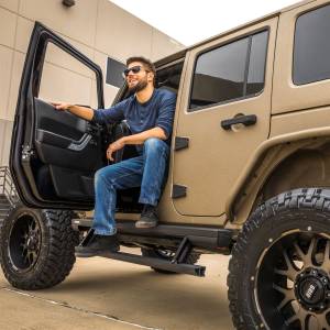 ARIES - ARIES ActionTrac 69.6" Powered Running Boards, Select Jeep Wrangler JK CARBIDE BLACK POWDER COAT - 3036570 - Image 6