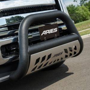ARIES - ARIES Big Horn 4" Black Aluminum Bull Bar, Select Silverado, Sierra 2500, 3500 HD Black TEXTURED BLACK POWDER COAT - AL45-4013 - Image 1