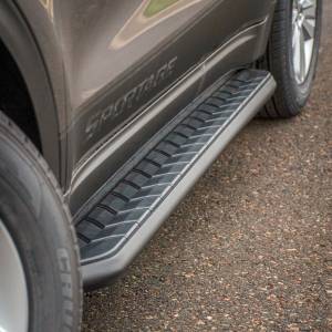 ARIES AeroTread 5" x 76" Black Stainless Running Boards, Select Cadillac, Chevy, GMC Carbide Black Powder Coat - 2061004