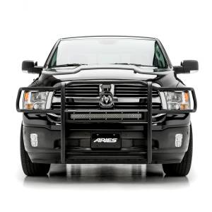 ARIES - ARIES Pro Series Black Steel Grille Guard with Light Bar, Select Dodge, Ram 1500 Black TEXTURED BLACK POWDER COAT - 2170028 - Image 6