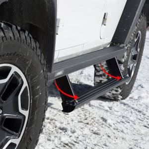 ARIES - ARIES ActionTrac 69.6" Powered Running Boards, Select Jeep Wrangler JK CARBIDE BLACK POWDER COAT - 3036570 - Image 1