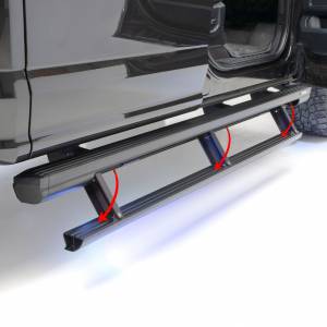 ARIES - ARIES ActionTrac 87.6" Powered Running Boards, Select Ram 1500 Crew Cab CARBIDE BLACK POWDER COAT - 3048314 - Image 1