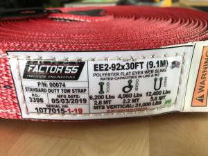 Factor 55 - Factor 55 30 Foot Tow Strap Standard Duty 30 Foot x 2 Inch Red - 00074 - Image 2