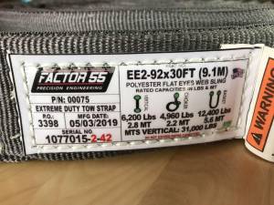Factor 55 - Factor 55 30 Foot Tow Strap Extreme Duty 30 Foot x 2 Inch Gray - 00075 - Image 4