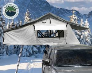 Overland Vehicle Systems - Overland Vehicle Systems Roof Top Tent Extended 3 Person Roof Top Tent With Annex White/Dark Gray Rain Fly Black Cover Nomadic Arctic - 18031926