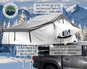 Overland Vehicle Systems - Overland Vehicle Systems Roof Top Tent Extended 3 Person Roof Top Tent With Annex White/Dark Gray Rain Fly Black Cover Nomadic Arctic - 18031926 - Image 2