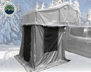 Overland Vehicle Systems - Overland Vehicle Systems Roof Top Tent Extended 3 Person Roof Top Tent With Annex White/Dark Gray Rain Fly Black Cover Nomadic Arctic - 18031926 - Image 13