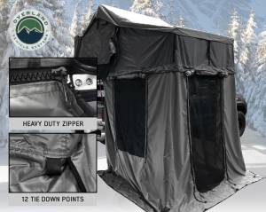 Overland Vehicle Systems - Overland Vehicle Systems Roof Top Tent Extended 3 Person Roof Top Tent With Annex White/Dark Gray Rain Fly Black Cover Nomadic Arctic - 18031926 - Image 15