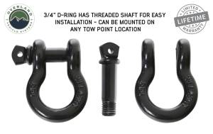 Overland Vehicle Systems - Overland Vehicle Systems Recovery Shackle 3/4 Inch 4.75 Ton Steel Gloss Black - 19019901 - Image 2