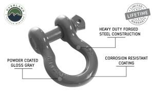 Overland Vehicle Systems - Overland Vehicle Systems Recovery Shackle 3/4 Inch 4.75 Ton Gray Universal - 19019903 - Image 4