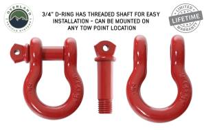 Overland Vehicle Systems - Overland Vehicle Systems Recovery Shackle 3/4 Inch 4.75 Ton Steel Gloss Red - 19019904 - Image 2
