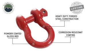 Overland Vehicle Systems - Overland Vehicle Systems Recovery Shackle 3/4 Inch 4.75 Ton Steel Gloss Red - 19019904 - Image 4